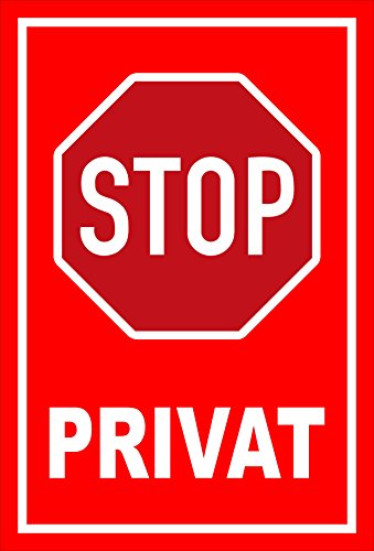 Melis-Folienwerkstatt Schild - Stop - Halt - Privat – 15x10cm | stabile 3mm Starke PVC Hartschaumplatte – S00357-006-D +++ in 20 Varianten erhältlich von Melis-Folienwerkstatt