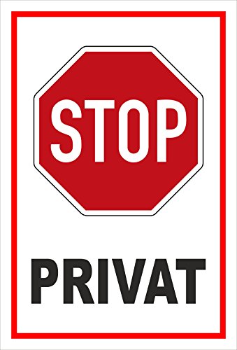 Melis Folienwerkstatt Schild - Stop - Halt - Privat – 30x20cm mit Bohrlöchern | stabile 3mm Starke PVC Hartschaumplatte – S00357-006-B +++ in 20 Varianten erhältlich von Melis Folienwerkstatt