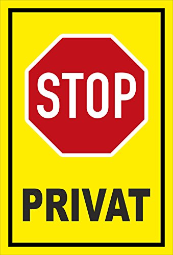 Melis-Folienwerkstatt Schild - Stop - Halt - Privat – 45x30cm | stabile 3mm Starke PVC Hartschaumplatte – S00357-006-C +++ in 20 Varianten erhältlich von Melis-Folienwerkstatt