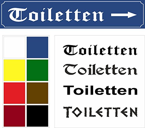 Melis-Folienwerkstatt Schild – Toiletten – Pfeil nach rechts - Straßenschild Design – 52x11cm – 8 Farben + 4 Schriften + Bohrlöcher Aufkleber Hartschaum Aluverbund -S00215-038 von Melis-Folienwerkstatt