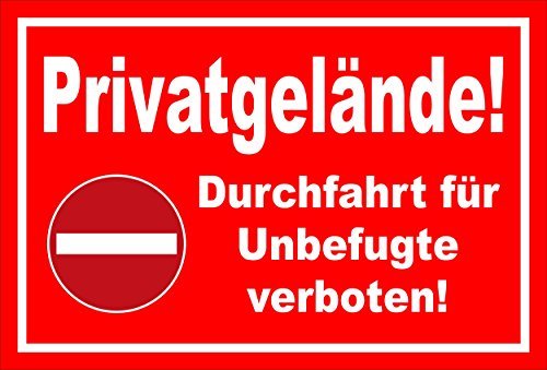 Melis-Folienwerkstatt Schild - Verbot der Einfahrt - Privatgelände - Einfahrt für Unbefugte verboten – 60x40cm | stabile 3mm Starke PVC Hartschaumplatte – S00358-010-D +++ in 20 Varianten erhältlich von Melis-Folienwerkstatt