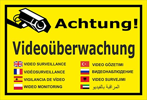 Melis Folienwerkstatt Schild - Video-überwachung - 60x40cm | 3mm Aluverbund – S00348-011-C 20 VAR von Melis Folienwerkstatt