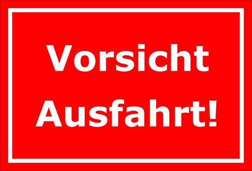 Melis Folienwerkstatt Schild - Vorsicht Ausfahrt - 60x40cm | 3mm Aluverbund – S00065-098-D -20 VAR von Melis Folienwerkstatt