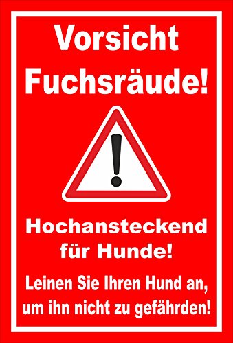 Melis Folienwerkstatt Schild Vorsicht Fuchsräude - 15x10cm - 3mm Hartschaum – 20 VAR S00359-091-D von Melis Folienwerkstatt