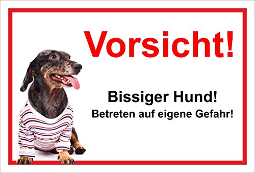 Melis Folienwerkstatt Schild Warnschild Vorsicht freilaufender Hund – Achtung Bissiger Hund – 20x30cm – S23B von Melis Folienwerkstatt