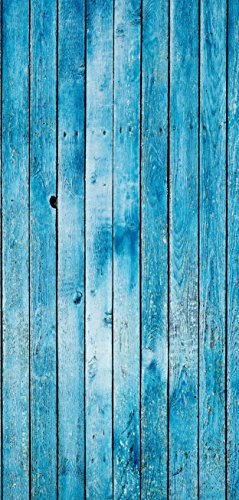 Melis Folienwerkstatt Türtapete Türposter selbstklebend – Tür aus blauen Holzbrettern - 90x205cm und 100x210cm - Fototapete Poster Türfolie Tapete – T00154 von Melis Folienwerkstatt