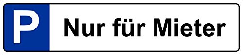 Parkplatzschild 52x11cm Schild Parkplatz Nummernschild Kennzeichen – Nur für Mieter – S19b von Melis-Folienwerkstatt