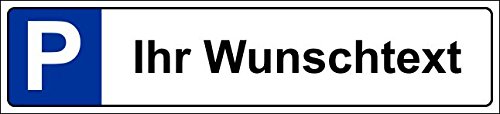 Parkplatzschild 52x11cm Schild Parkplatz Nummernschild Kennzeichen – Wunschtext – S19a von Melis-Folienwerkstatt