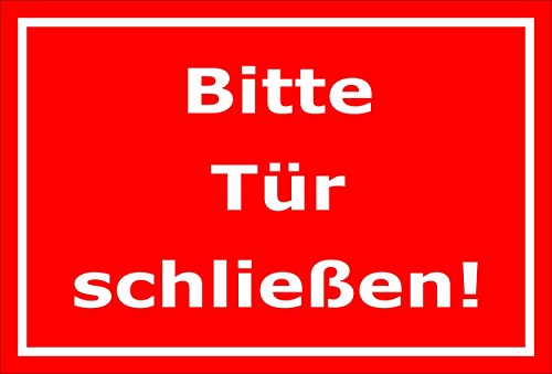 Melis Folienwerkstatt Schild Bitte Tür schließen – 15x20cm, 30x20cm und 45x30cm – Bohrlöcher Aufkleber Hartschaum Aluverbund -S00143D von Melis Folienwerkstatt