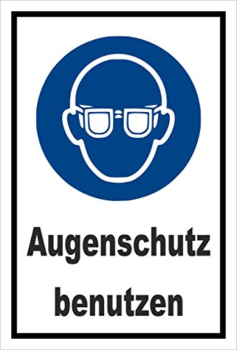 Schild - Gebots-zeichen - Augen-schutz benutzen - entspr. DIN ISO 7010 / ASR A1.3 – 30x20cm mit Bohrlöchern | stabile 3mm starke PVC Hartschaumplatte – S00361-008-A +++ in 20 Varianten erhältlich von Melis-Folienwerkstatt