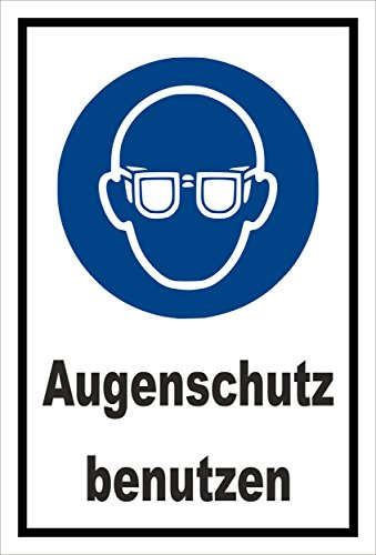 Schild - Gebots-zeichen - Augen-schutz benutzen - entspr. DIN ISO 7010 / ASR A1.3 – 30x20cm mit Bohrlöchern | stabile 3mm starke PVC Hartschaumplatte – S00361-008-A +++ in 20 Varianten erhältlich von Melis Folienwerkstatt