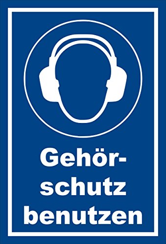 Schild - Gebots-zeichen - Gehör-schutz benutzen - entspr. DIN ISO 7010 / ASR A1.3 – 15x10cm | stabile 3mm starke PVC Hartschaumplatte – S00361-006-E +++ in 20 Varianten erhältlich von Melis Folienwerkstatt