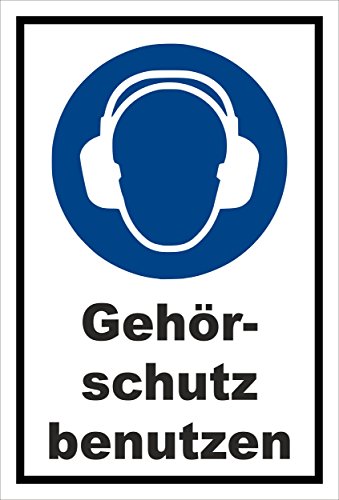 Schild - Gebots-zeichen - Gehör-schutz benutzen - entspr. DIN ISO 7010 / ASR A1.3 – 30x20cm | stabile 3mm starke PVC Hartschaumplatte – S00361-006-A +++ in 20 Varianten erhältlich von Melis Folienwerkstatt