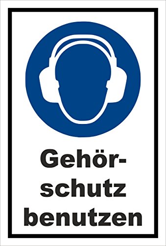 Schild - Gebots-zeichen - Gehör-schutz benutzen - entspr. DIN ISO 7010 / ASR A1.3 – 30x20cm | stabile 3mm starke PVC Hartschaumplatte – S00361-006-A +++ in 20 Varianten erhältlich von Melis-Folienwerkstatt