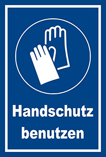Schild - Gebots-Zeichen - Hand-Schutz benutzen - entspr. DIN ISO 7010 / ASR A1.3 – 30x20cm mit Bohrlöchern | stabile 3mm Starke PVC Hartschaumplatte – S00361-018-E +++ in 20 Varianten von Melis-Folienwerkstatt