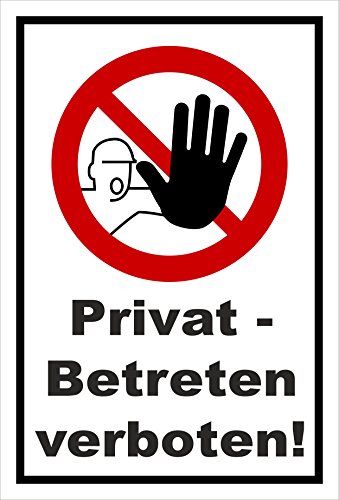 Schild - Privat-grundstück - Betreten Zutritt verboten - entspr. DIN ISO 7010 / ASR A1.3 – 15x10cm | stabile 3mm starke PVC Hartschaumplatte – S00356-001-A +++ in 20 Varianten erhältlich von Melis-Folienwerkstatt