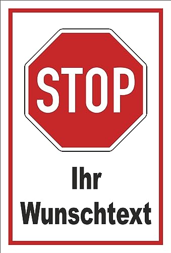 Melis Folienwerkstatt Schild - Stop - Halt - Ihr Wunschtext – 30x20cm mit Bohrlöchern | stabile 3mm Starke PVC Hartschaumplatte – S00357-001-B +++ in 20 Varianten erhältlich von Melis Folienwerkstatt