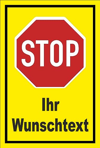 Melis Folienwerkstatt Schild - Stop - Halt - Ihr Wunschtext – 60x40cm mit Bohrlöchern | stabile 3mm Starke PVC Hartschaumplatte – S00357-001-C +++ in 20 Varianten erhältlich von Melis Folienwerkstatt