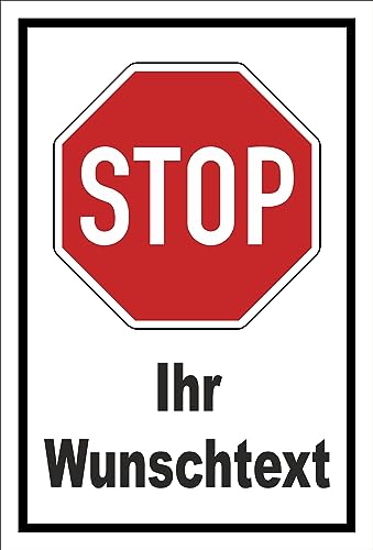 Melis Folienwerkstatt Schild - Stop - Halt - Ihr Wunschtext – 60x40cm | stabile 3mm Starke PVC Hartschaumplatte – S00357-001-A +++ in 20 Varianten erhältlich von Melis Folienwerkstatt