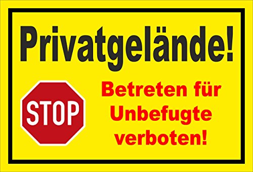 Schild - Stop - Halt - Privatgelände - Betreten für Unbefugte verboten – 30x20cm mit Bohrlöchern | stabile 3mm starke PVC Hartschaumplatte – S00357-016-C +++ in 20 Varianten erhältlich von Melis-Folienwerkstatt