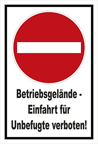 Schild - Verbot der Einfahrt - Betriebsgelände - Einfahrt für Unbefugte verboten – 60x40cm | stabile 3mm starke PVC Hartschaumplatte – S00358-004-A +++ in 20 Varianten erhältlich Schild - Verbot der Einfahrt - Betriebsgelände - Einfahrt für Unbefugte verboten – 60x40cm | stabile 3mm starke PVC Hartschaumplatte – S00358-004-A +++ in 20 Varianten erhältlich von Melis-Folienwerkstatt