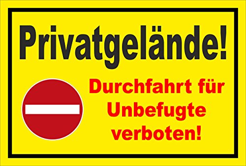 Schild - Verbot der Einfahrt - Privatgelände - Einfahrt für Unbefugte verboten – 30x20cm mit Bohrlöchern | stabile 3mm starke PVC Hartschaumplatte – S00358-010-C +++ in 20 Varianten erhältlich von Melis-Folienwerkstatt