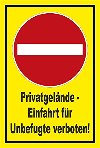 Schild - Verbot der Einfahrt - Privatgelände - Einfahrt für Unbefugte verboten – 45x30cm mit Bohrlöchern | stabile 3mm starke PVC Hartschaumplatte – S00358-013-C +++ in 20 Varianten erhältlich von Melis-Folienwerkstatt