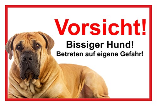 Melis Folienwerkstatt Schild Warnschild Vorsicht freilaufender Hund – Dogge Achtung Bissiger Hund – 20x30cm – S21B von Melis Folienwerkstatt