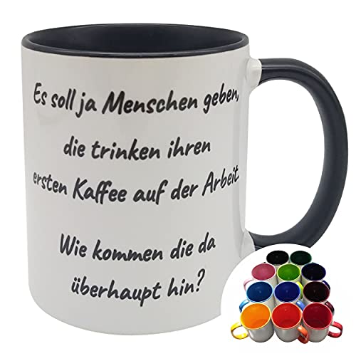 Tasse Es soll ja Menschen geben - erster Kaffee auf der Arbeit – dunkelblau Tasse Es soll ja Menschen geben - erster Kaffee auf der Arbeit – dunkelblau von Melis-Folienwerkstatt