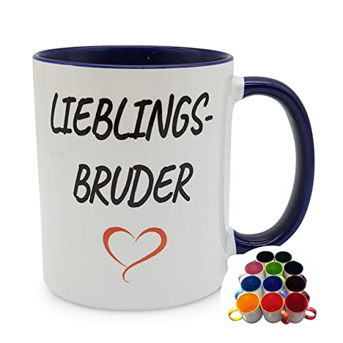 Tasse Lieblings-Bruder mit Herz Geschenk Kaffee-Becher – dunkelrot von Melis-Folienwerkstatt