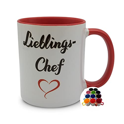 Tasse Lieblings-Chef mit Herz Geschenk Kaffee-Becher – dunkelrot von Melis-Folienwerkstatt