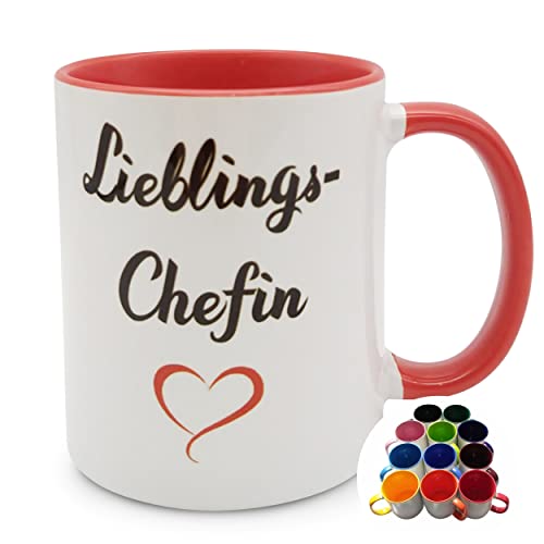 Tasse Lieblings-Chefin mit Herz Geschenk Kaffee-Becher – dunkelrot von Melis-Folienwerkstatt