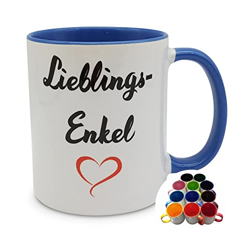 Tasse Lieblings-Enkel mit Herz Geschenk Kaffee-Becher – dunkelblau von Melis-Folienwerkstatt