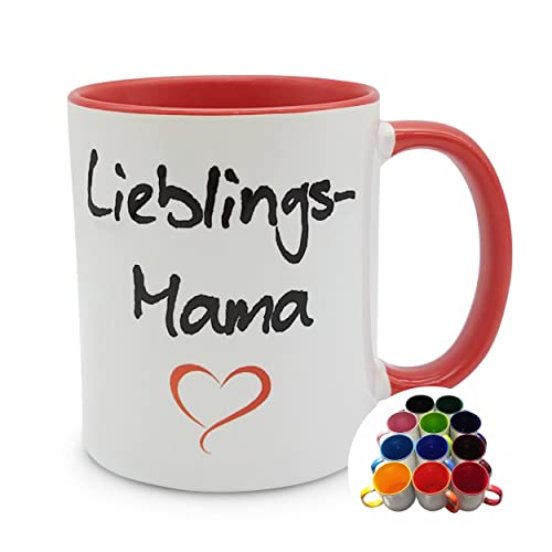 Tasse Lieblings-Mama mit Herz Geschenk Kaffee-Becher – rot Tasse Lieblings-Mama mit Herz Geschenk Kaffee-Becher – rot von Melis-Folienwerkstatt
