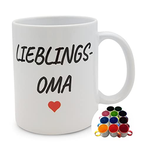 Tasse Lieblings-Oma mit Herz Geschenk Kaffee-Becher – gelb von Melis-Folienwerkstatt