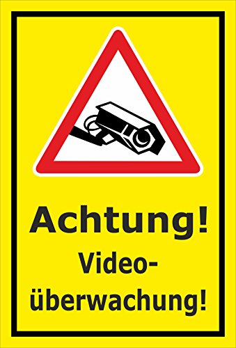 Video-Überwachung Schild - Achtung! Videoüberwachung! - 15x10cm mit Bohrlöchern | stabile 3mm starke Aluminiumverbundplatte – S00349-025-C – Kamera-Überwachung +++ in 20 Varianten erhältlich von Melis Folienwerkstatt