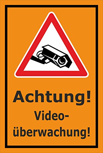 Video-Überwachung Schild - Achtung! Videoüberwachung! - 15x10cm mit Bohrlöchern | stabile 3mm starke Aluminiumverbundplatte – S00349-025-E – Kamera-Überwachung +++ in 20 Varianten erhältlich von Melis Folienwerkstatt