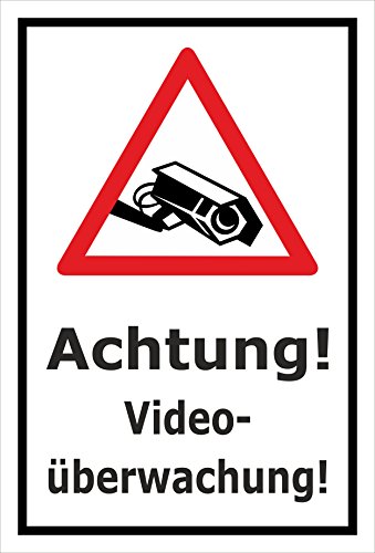 Video-Überwachung Schild - Achtung! Videoüberwachung! - 15x10cm mit Bohrlöchern | stabile 3mm starke PVC Hartschaumplatte – S00349-025-A – Kamera-Überwachung +++ in 20 Varianten erhältlich von Melis-Folienwerkstatt