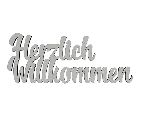 Deko-Schriftzug Herzlich Willkommen aus Holz in weiß – 20cm von Melis