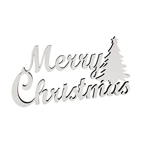 Deko-Schriftzug Merry Christmas – Weihnachten Weihnachts-deko aus Holz in weiß – 20cm von Melis