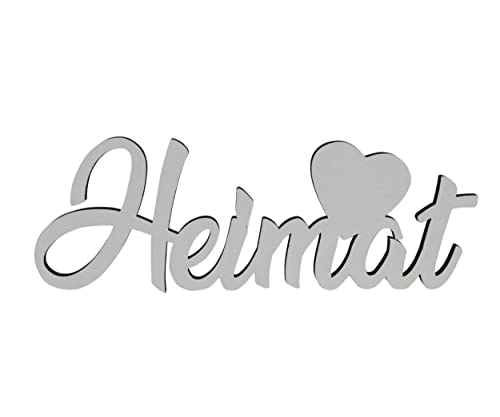 Melis Deko-Schriftzug - Heimat - mit Herz - Schild aus Holz in weiß – 20cm von Melis