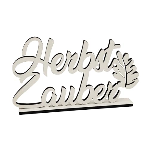 Melis Deko-Schriftzug Herbstzauber aus Holz in weiß – 20cm von Melis