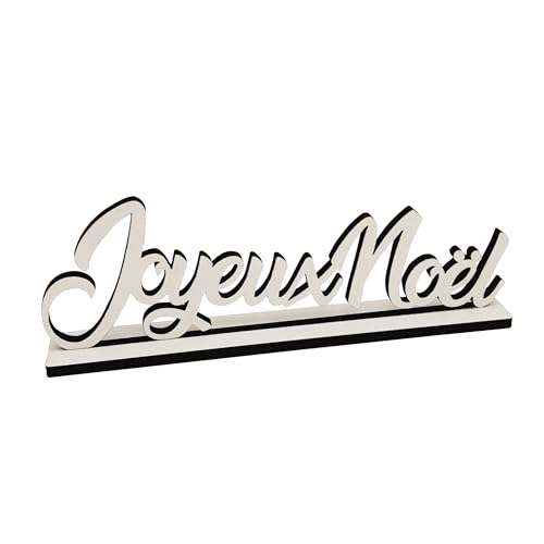 Melis Deko-Schriftzug Joyeux Noël – Frohe Weihnachten Weihnachts-deko aus Holz in weiß – 30cm von Melis