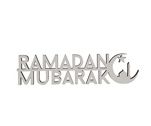 Melis Deko-Schriftzug - Ramadan Mubarak – Schild aus Holz in weiß – 30cm von Melis