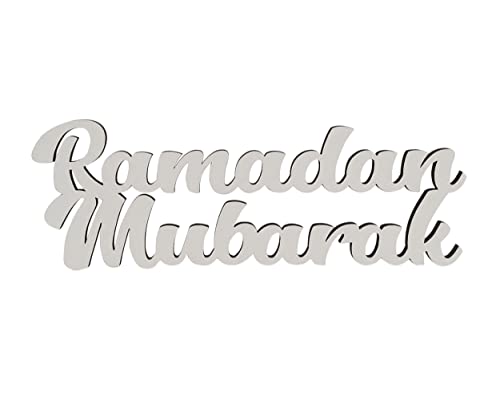 Melis Deko-Schriftzug - Ramadan Mubarak – Schild aus Holz in weiß – 30cm von Melis