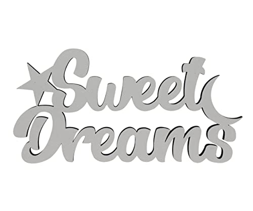 Melis Deko-Schriftzug Sweet Dreams - Kinder Schild aus Holz in weiß – 30cm von Melis