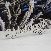 Schriftzug Winterzeit Aus Holz Weiß - Winterdekoration Mit Schneeflocke | Optional Aufsteller Deko Für Fensterbank & Tisch von MelisDeko