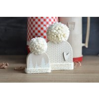 Neutral Wintermütze Holzschild. Hellbraun Weiß Neutral. Tier Tablett Herbst & Winter Dekor. Tiertablett Aus Holz Mit Hutschild. Weißer von MelissaAnneCompany
