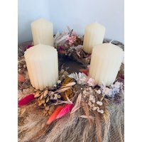 Adventskranz Trockenblumen Kranz Weihnachtsdekoration Geschenkidee Trockenblumendekoration Türkranz Trockenblumenadventskranz von Meliszaubermakramees