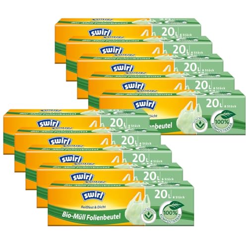 10er SET Swirl® Bio-Müll Folienbeutel 20 Liter mit Tragegriff von Niceter
